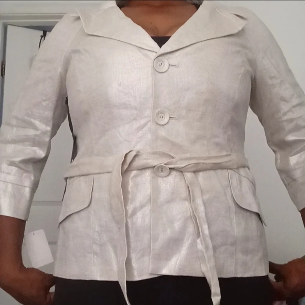 Brand NEW Semantiks linen metallic silver blazer - Picture 4 of 16